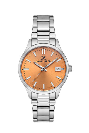 34mm Round Womens Metal Watch, Date - DK13612 Silver / Orange Dial Green Dial