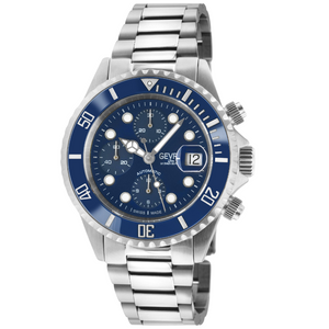 Wall Street Swiss Automatic Chronograph SW500 Blue Ceramic Bezel Divers Watch Steel Blue Dial