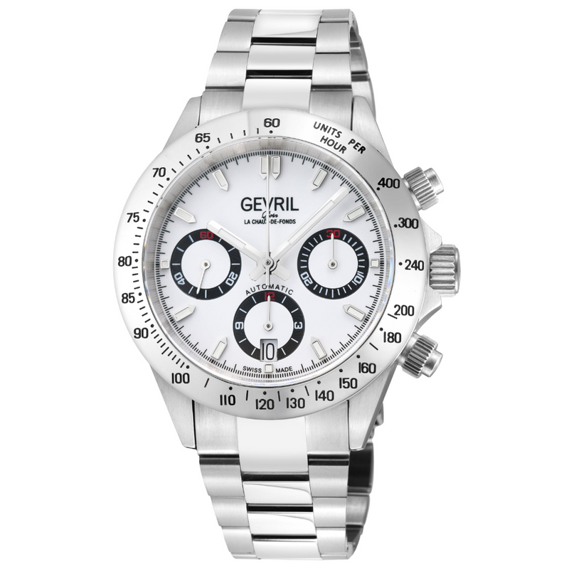 New Amsterdam Swiss made Automatic Chrono, ETA 7753, White Dial, Stainless steel | White Dial