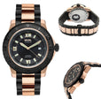 Seacloud Gevril Two Tone Rose Gold Tone Black PVD Black Dial Luminous Hands Swiss Made Automatic Bracelet Date Watch | Black Dial