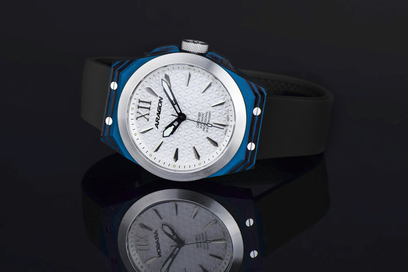 DF Carbon Fiber Automatic Sliver Dial, Blue Case | Sliver Dial, Blue Case Dial