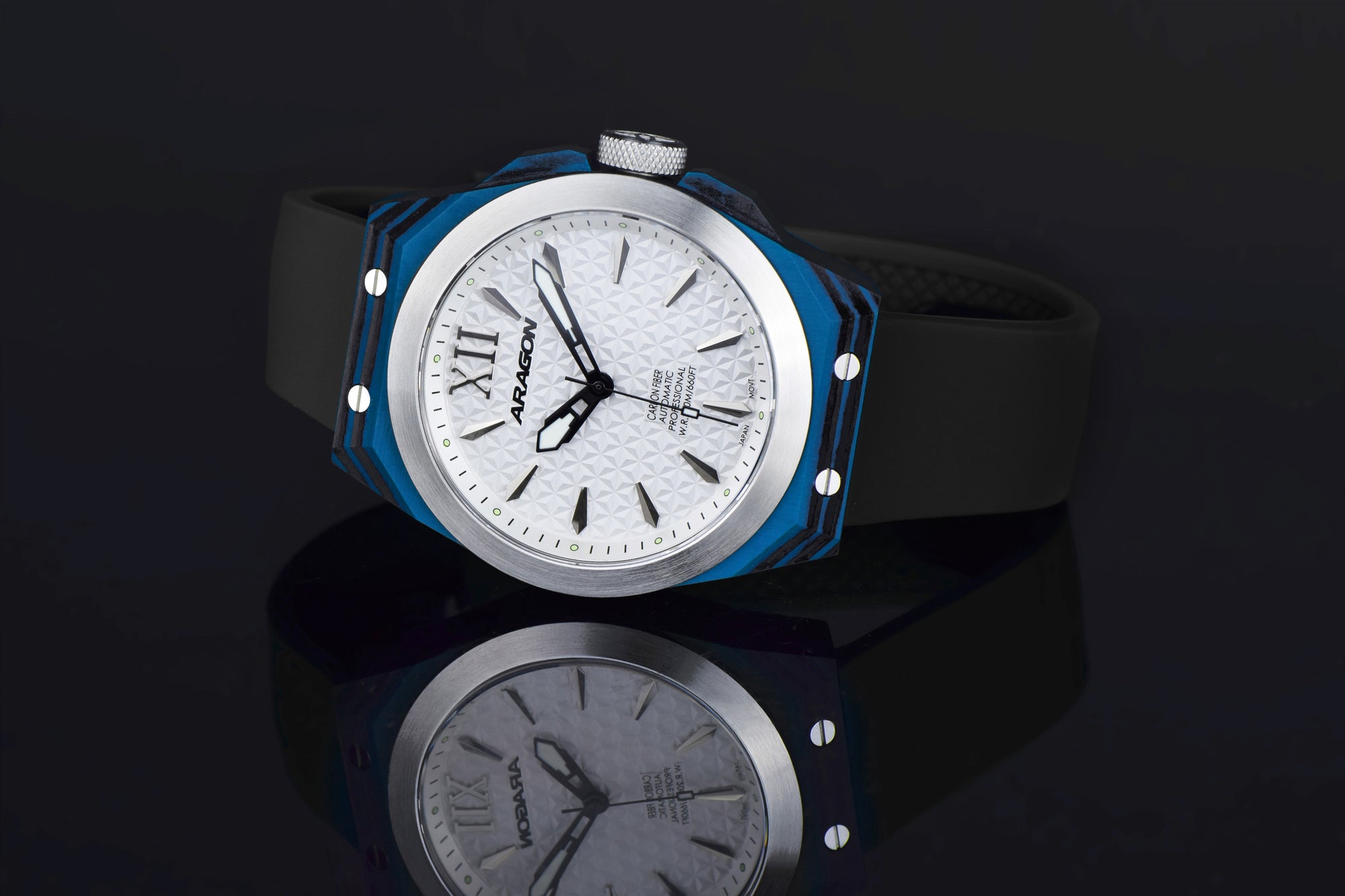 DF Carbon Fiber Automatic Sliver Dial, Blue Case | Sliver Dial, Blue Case Dial