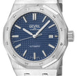 Gotham Swiss Automatic Movement Blue Embossed Dial, 316L Stainless Steel Bracelet | Blue Dial