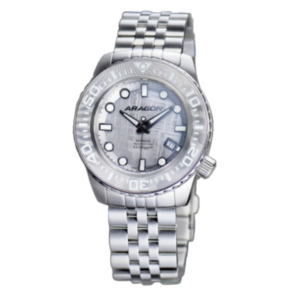 EVO Meteorite Swiss Automatic Limited Edition Titanium Damascus Bezel - Silver | Silver Dial