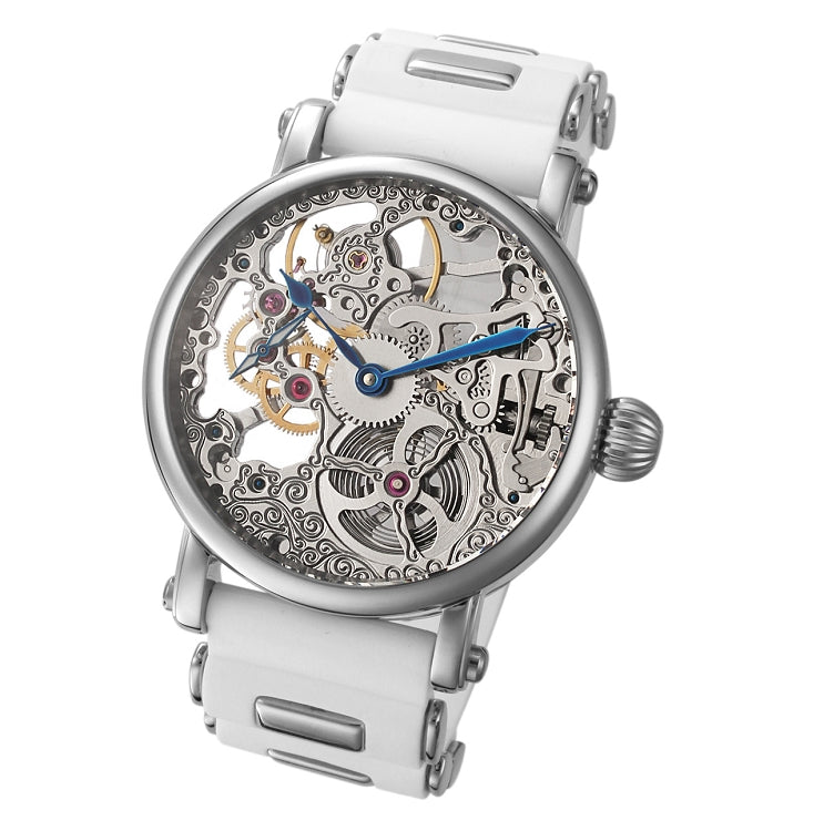 Skeleton Series white rubber silver/silver | Silver Dial