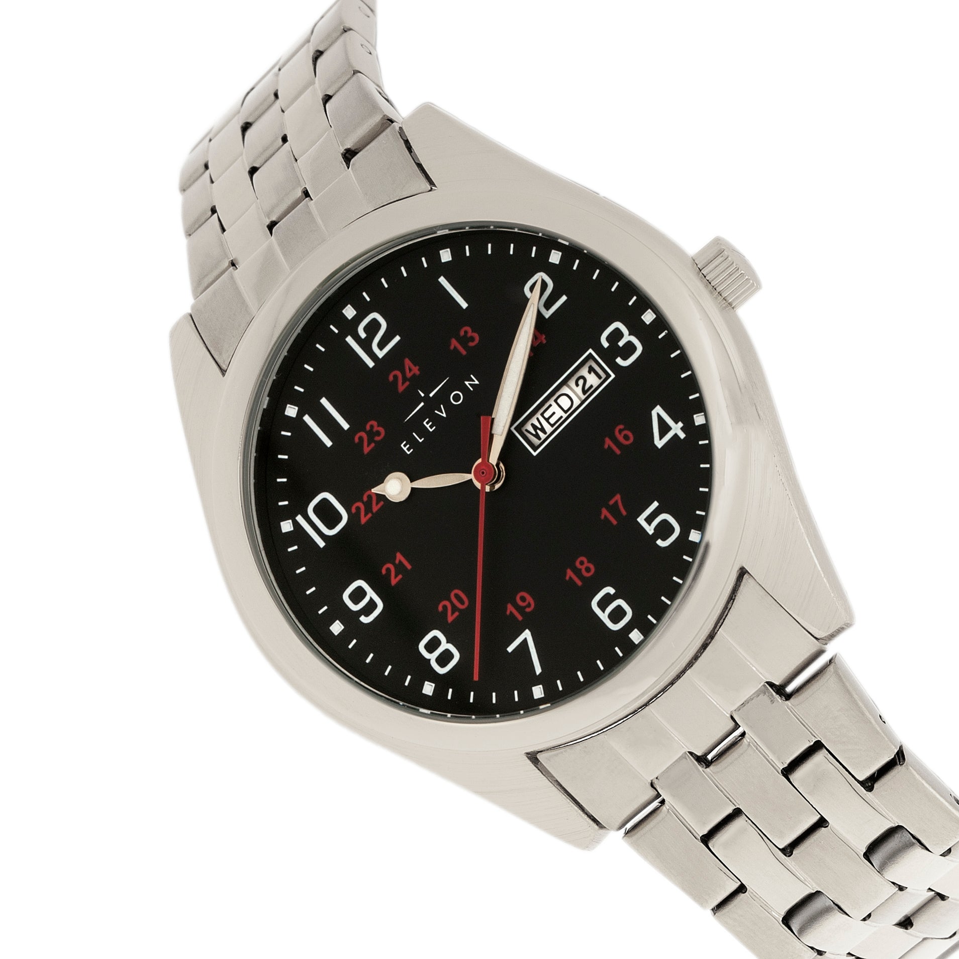 Gann Bracelet Watch with Day/Date Silver/Black | Black Dial