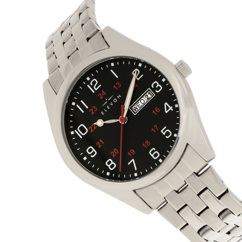 Gann Bracelet Watch with Day/Date Silver/Black | Black Dial