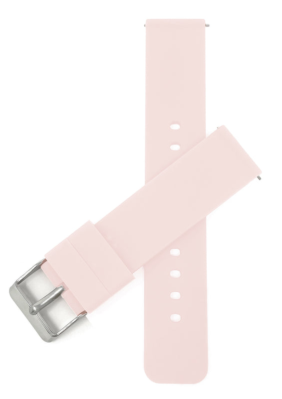 SIL.100 | Quick Release Slim Soft Rubber Silicone Watch Band - 22mm, Pink 22mm / Pink |  Dial