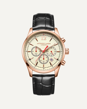 Classic Chronograph White/ Black Leather