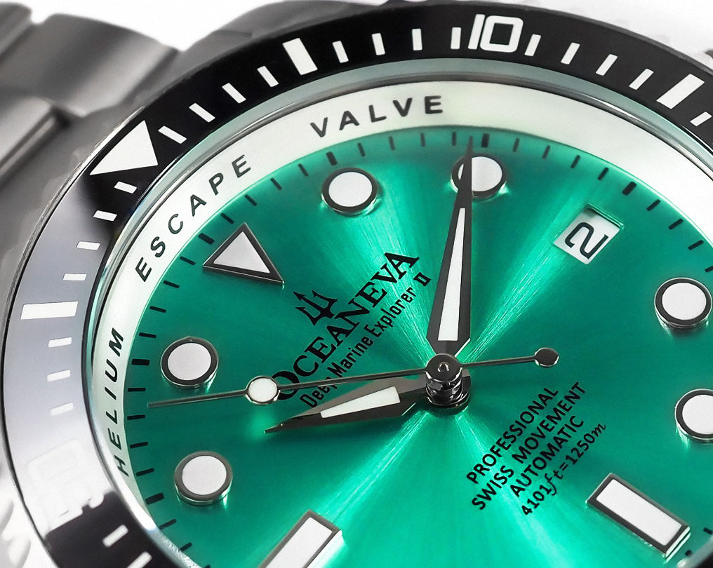 TITANIUM Swiss Automatic SW200 Deep Marine Explorer II Titanium/Black/AquaBurst | Teal Dial
