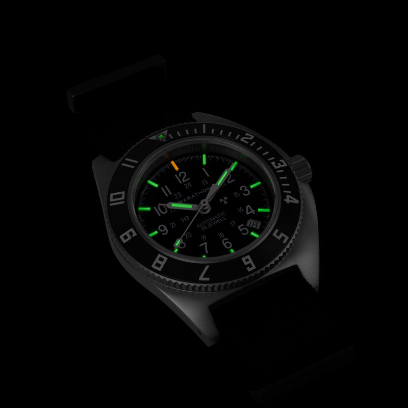 NAV, DATE, AUTO, SAPH, NGM, COL: SS/BKPS DS NYLON 11" AUTO SSNAV With Date on DEFSTAN | Black Dial