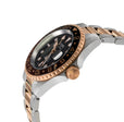Wall Street Gevril Swiss Made SW330 Steel Rotating Bezel watch, Two ton IPRG, Rose Gold bezel, Black dial | Black Dial