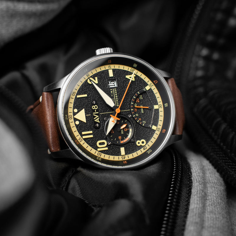Mckellar Dual Time Black / Leather | Black Dial