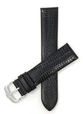 429 | 18mm Black Italian Leather Watch Band - Texas Teju Pattern - Padded 18mm / Black / Silver Buckle |  Dial