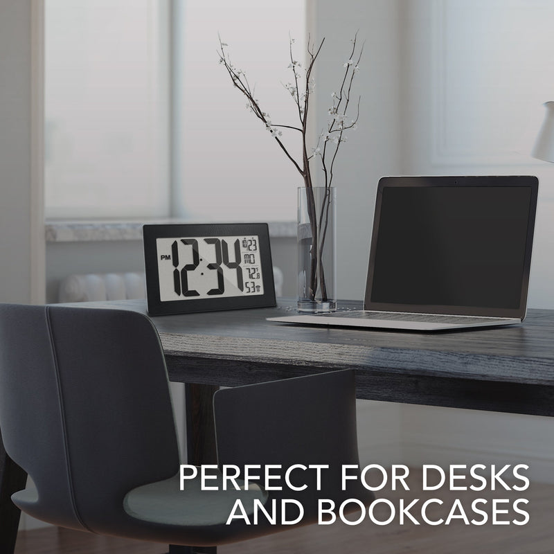 Self-Setting, Self-Adjusting, Wall Clock w/ Stand & 8 Time Zones atomic-self-setting-self-adjusting-wall-clock-w-stand-8-timezones