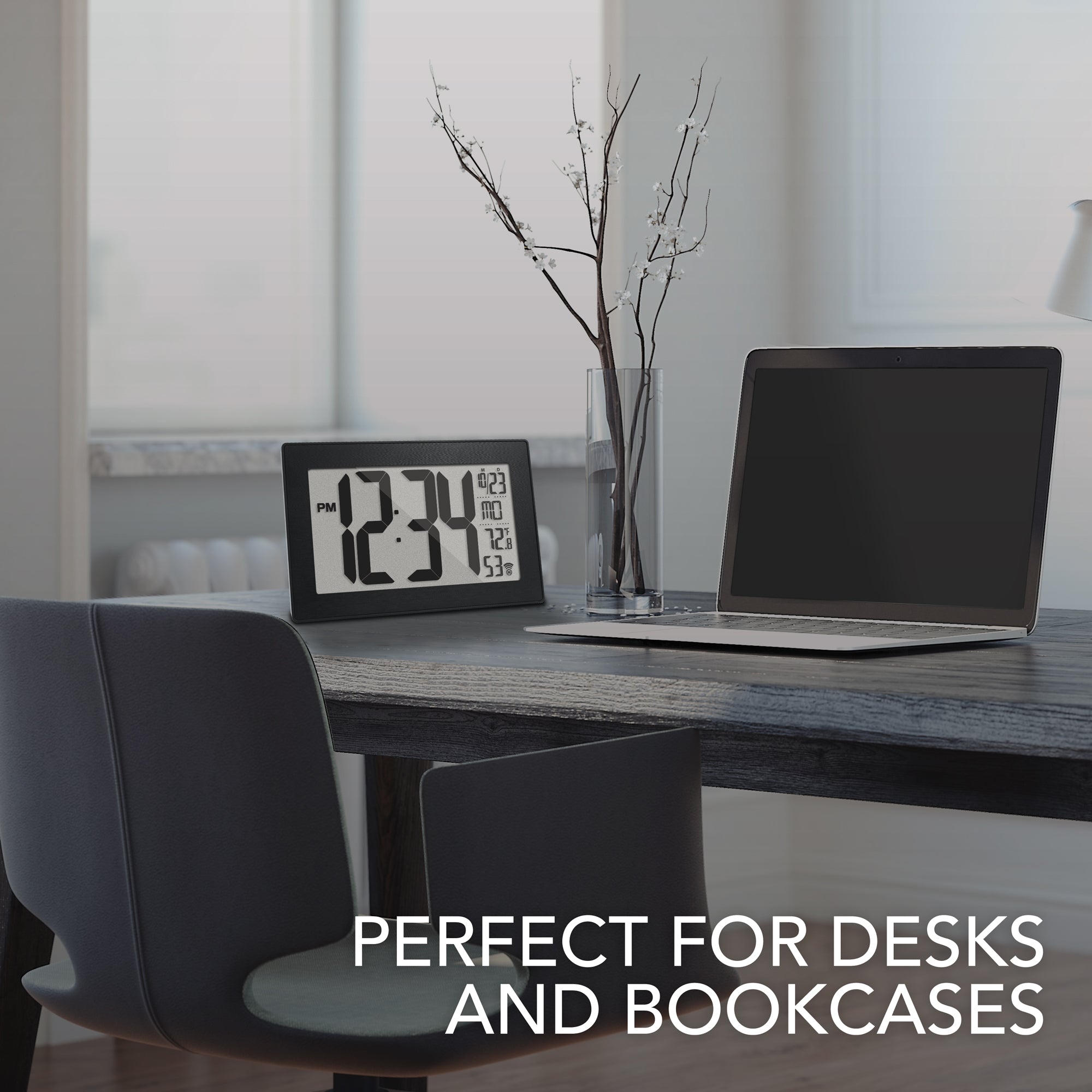 Self-Setting, Self-Adjusting, Wall Clock w/ Stand & 8 Time Zones atomic-self-setting-self-adjusting-wall-clock-w-stand-8-timezones
