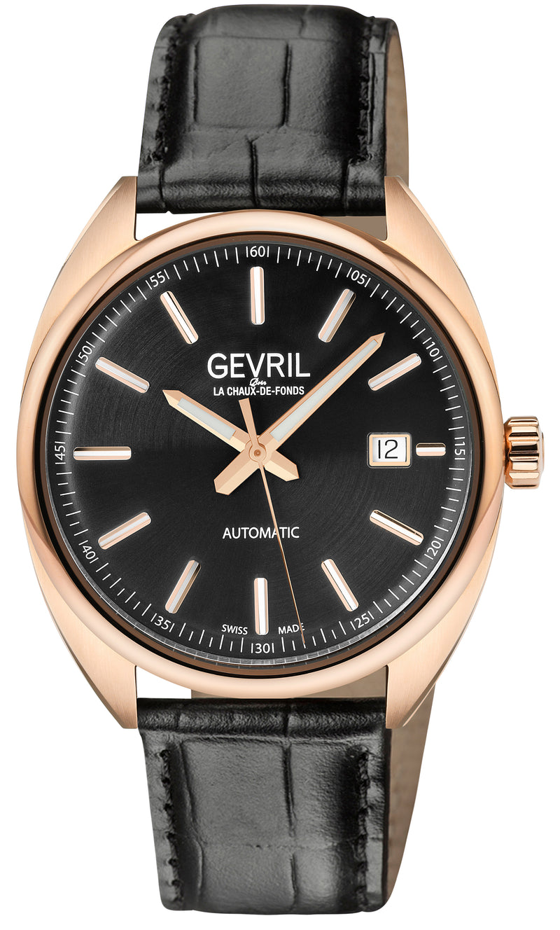 Five Points Gevril Selita SW200 Swiss Made Five Points Watch Italian Black Leather | Black Dial