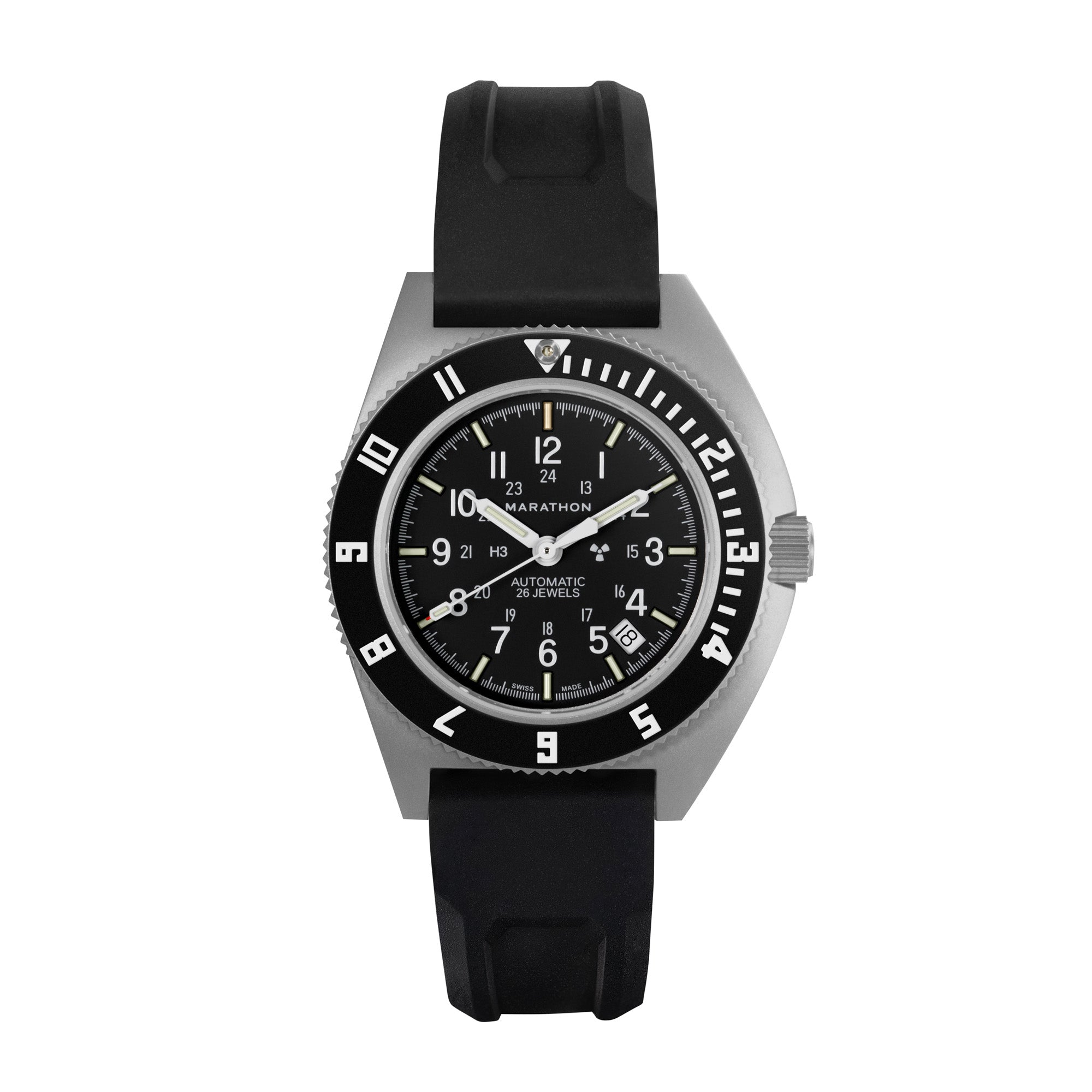 41MM STEEL NAVIGATOR W/ DATE AUTOMATIC (SSNAV-D AUTO) ON BLACK 3-PIECE RUBBER STRAP KIT AUTO SSNAV With Date on 11 Ballistic | Black Dial