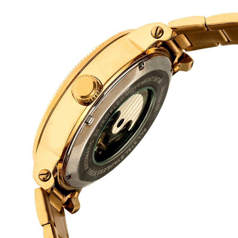 Automatic Aries Skeleton Bracelet Watch Gold/Silver | Silver Dial