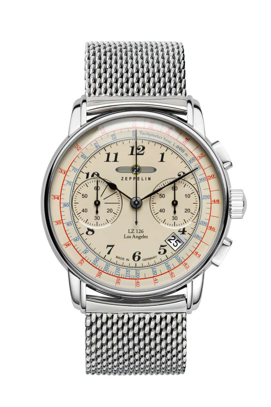 LZ 126 Los Angeles Beige with Mesh Bracelet | Beige Dial