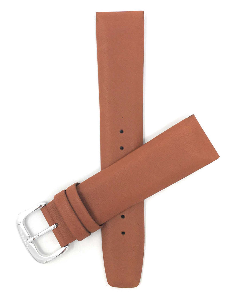 415 | 18mm Tan Leather Watch Band - Classic - Padded 18mm / Tan / Silver Buckle |  Dial