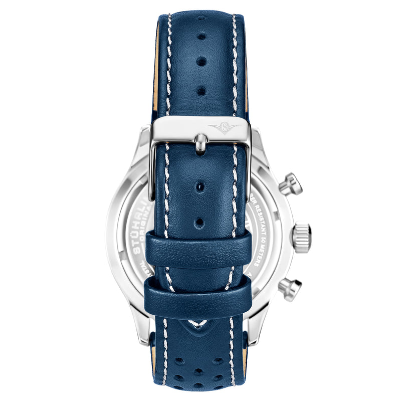 Monaco Blue/Leather/Blue Dial/Silver Case 934.02 | Blue Dial