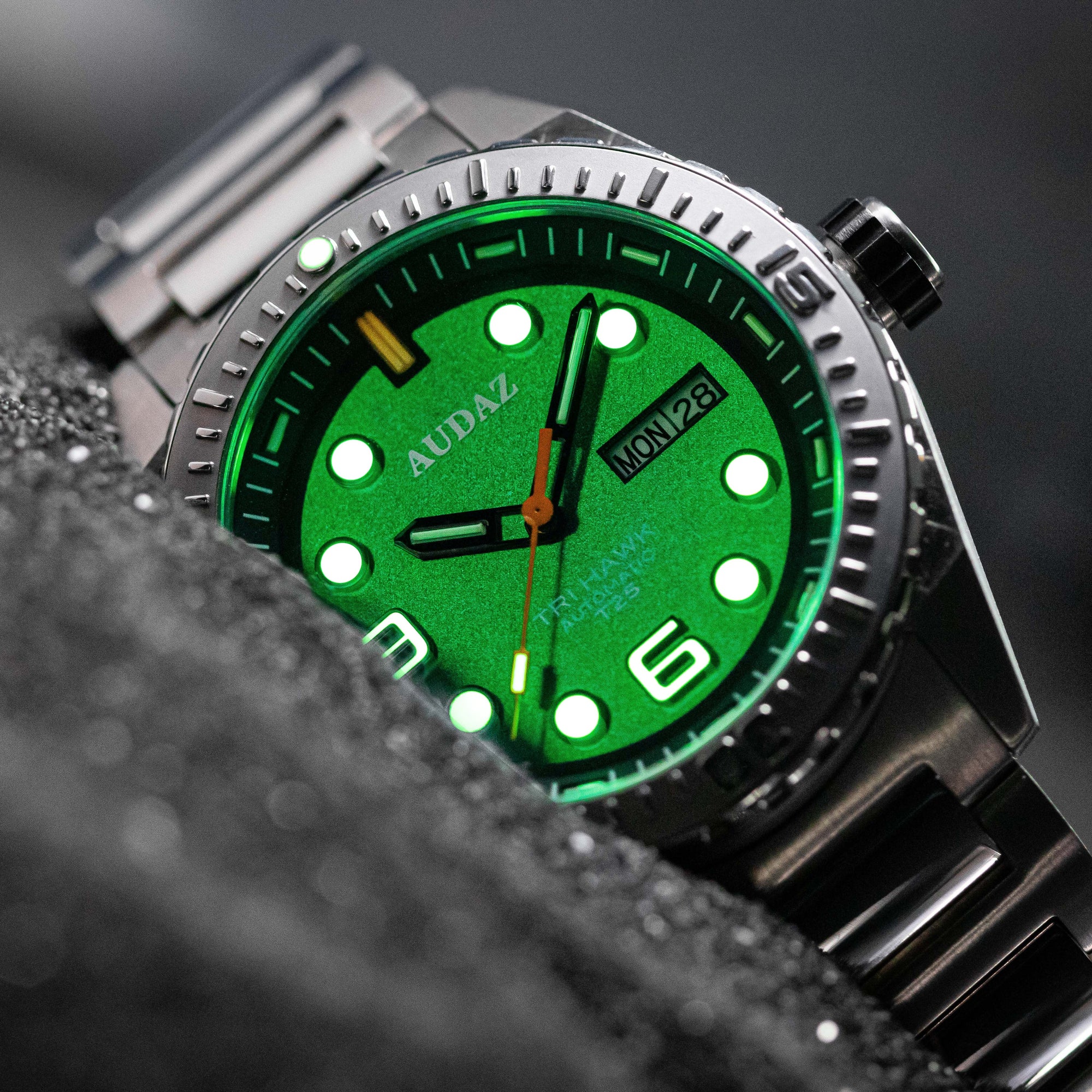 Tri-Hawk Tritium Black with Luminous Glow Black Dial