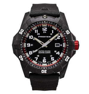 USMC Carbon Dive CARBON CASE/BLACK & RED DIAL/BLACK STRAP | Black / Red Dial