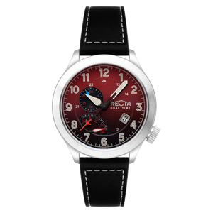 Altitude Japan Quartz Red / Leather | Notched Caseback Dial