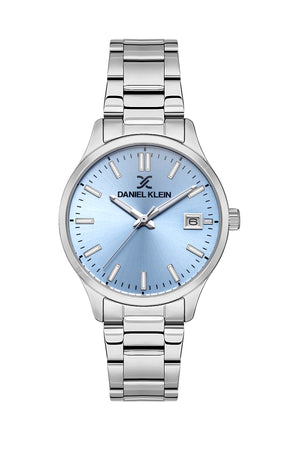 34mm Round Womens Metal Watch, Date - DK13612 Silver / Blue Dial Gunmetal Dial