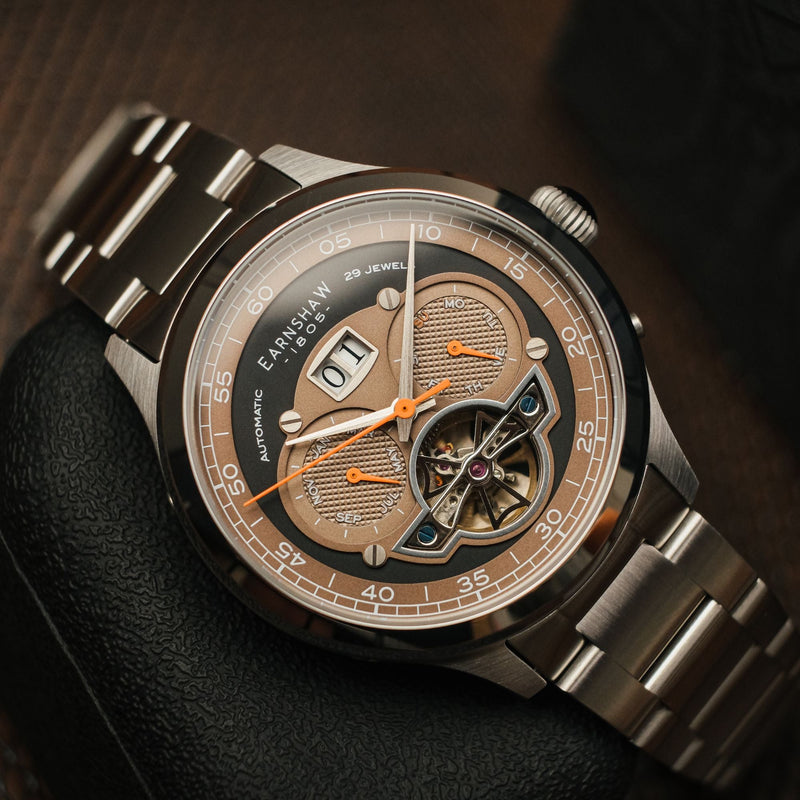 Baron Grand Date Calendar Open Heart Automatic Black / Steel Stainless Steel | Black Dial