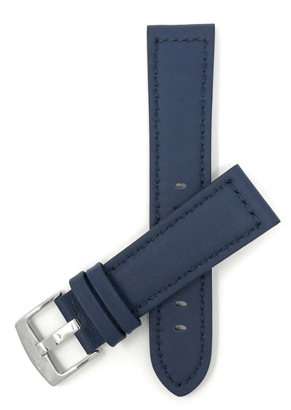 Bandini 24mm Blue Italian Leather Watch Band - Racer - Padded 24mm / Blue / Silver Buckle |  Dial
