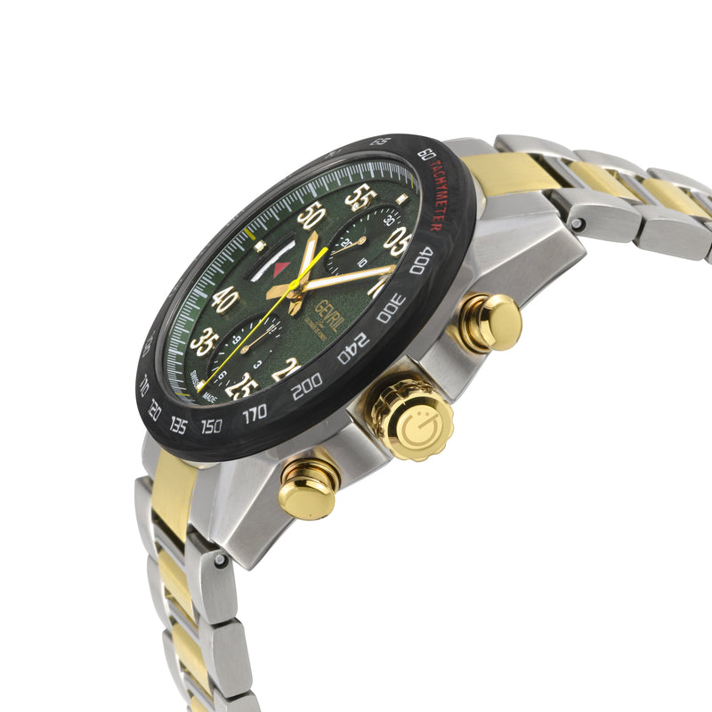 Ascari - Chronograph Swiss made Automatic Chrono Sellita SW500 forged carbon bezel  Black IPRG Stainless steel | Green Dial