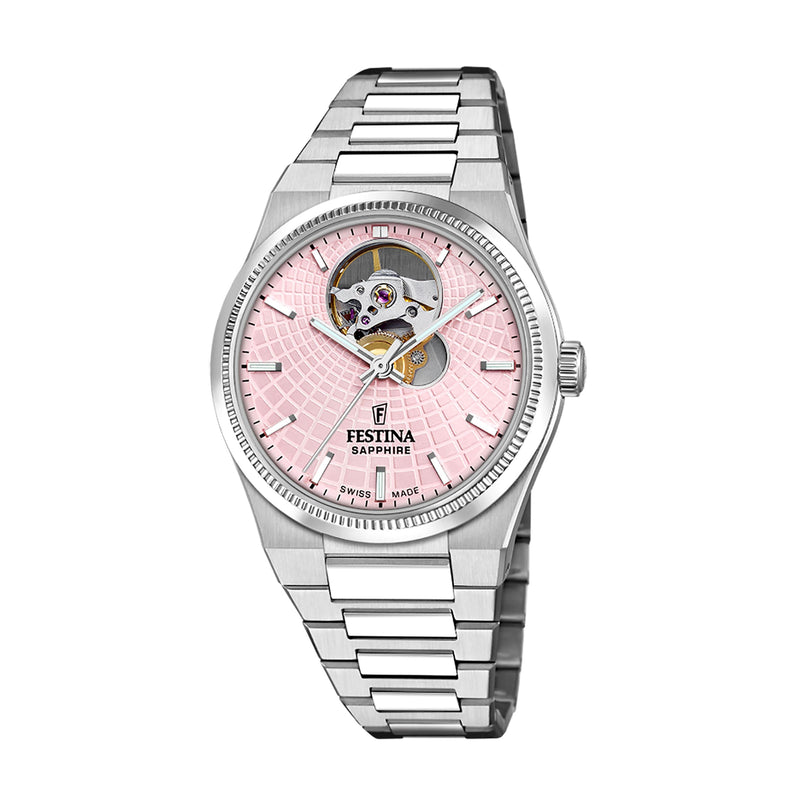 Rive Open Heart Pink / Stainless Steel | Pink Dial