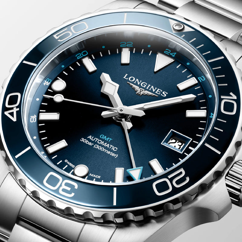 HYDROCONQUEST GMT Blue / Stainless Steel | Blue Dial
