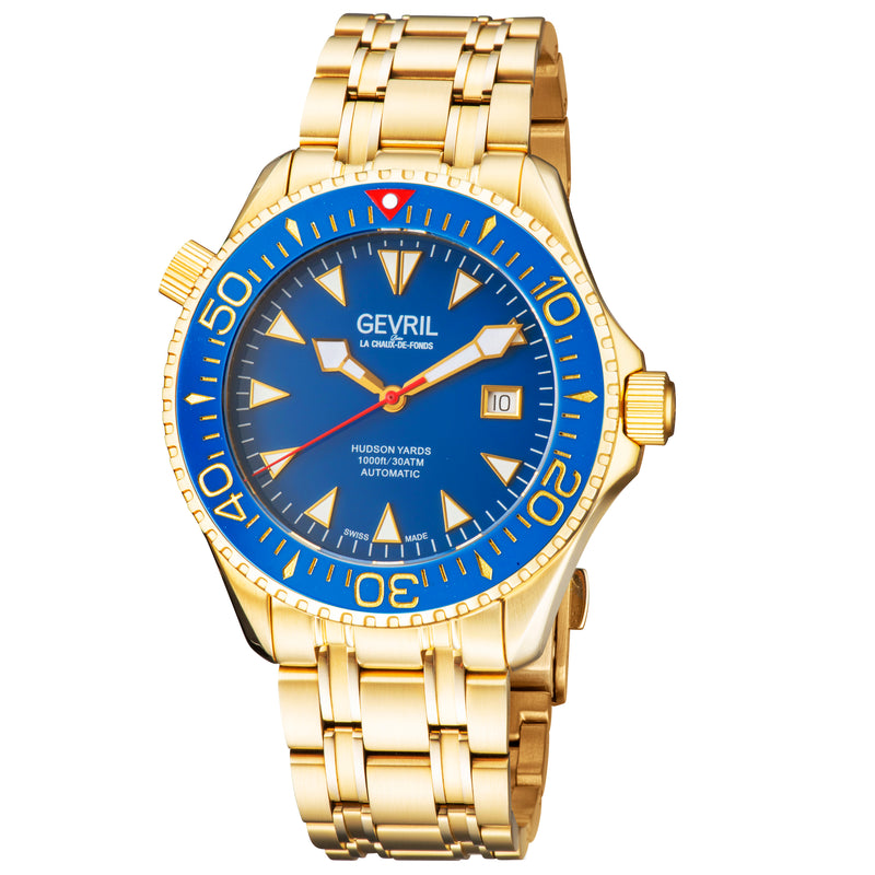 Hudson Yards Swiss Made SW200 Automatic Diver watch, Ceramic Rotating bezel, helium valve | Blue Dial