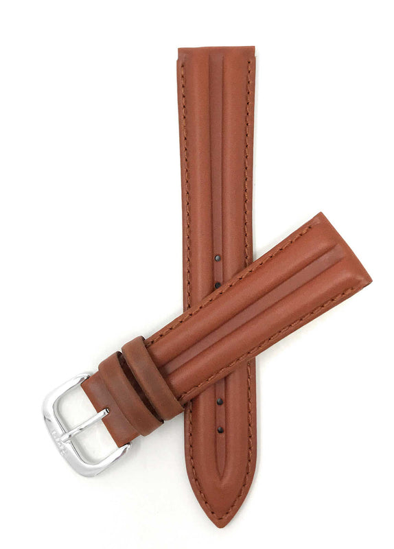 409 | 18mm Tan Italian Leather Watch Band - Classic - Padded 18mm / Tan / Silver Buckle |  Dial