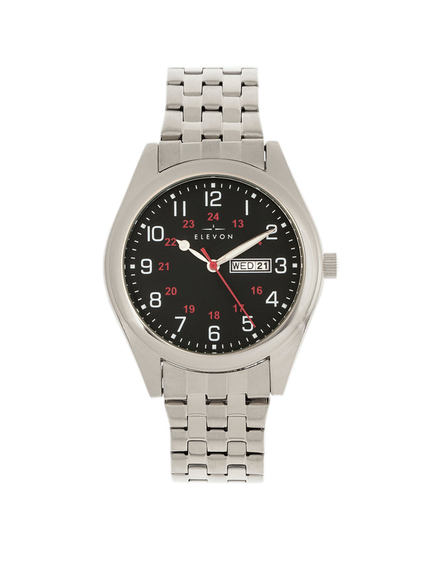 Gann Bracelet Watch with Day/Date Silver/Black | Black Dial