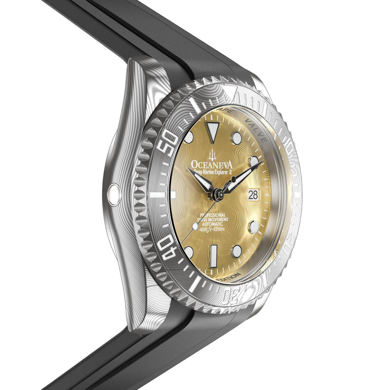 Damascus Swiss Automatic SW200 Deep Marine Explorer II Damascus/Yellow Gold Damascus Dial | Gold Dial