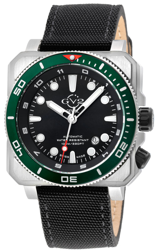 XO Submarine Swiss Made SW200  inner and outer rotating bezel, metal band  Black Black/ green bezel | Black Dial