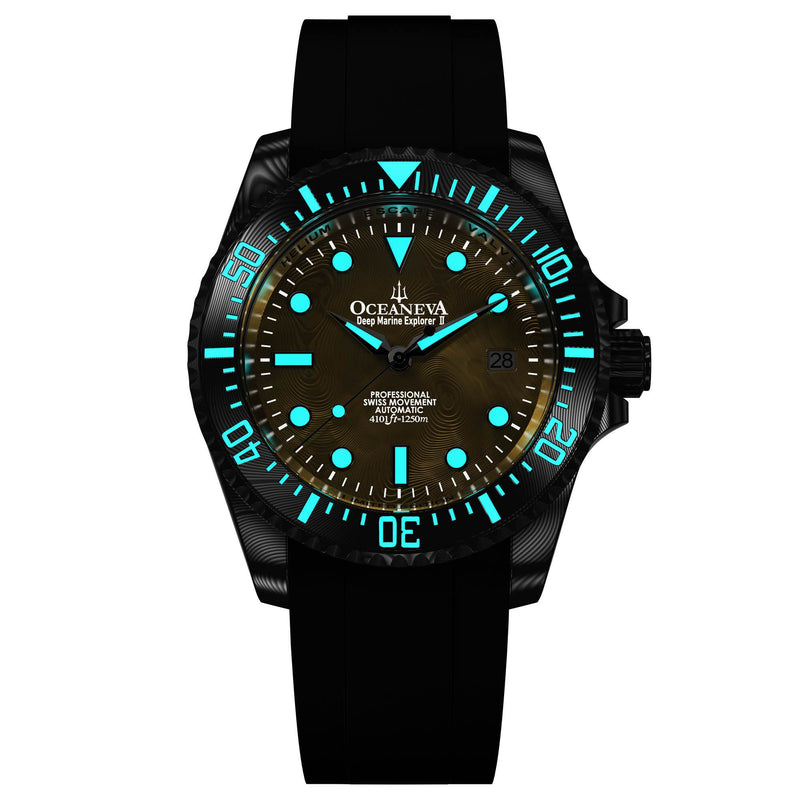 Damascus Swiss Automatic SW200 Deep Marine Explorer II Damascus/Yellow Gold Damascus Dial | Gold Dial