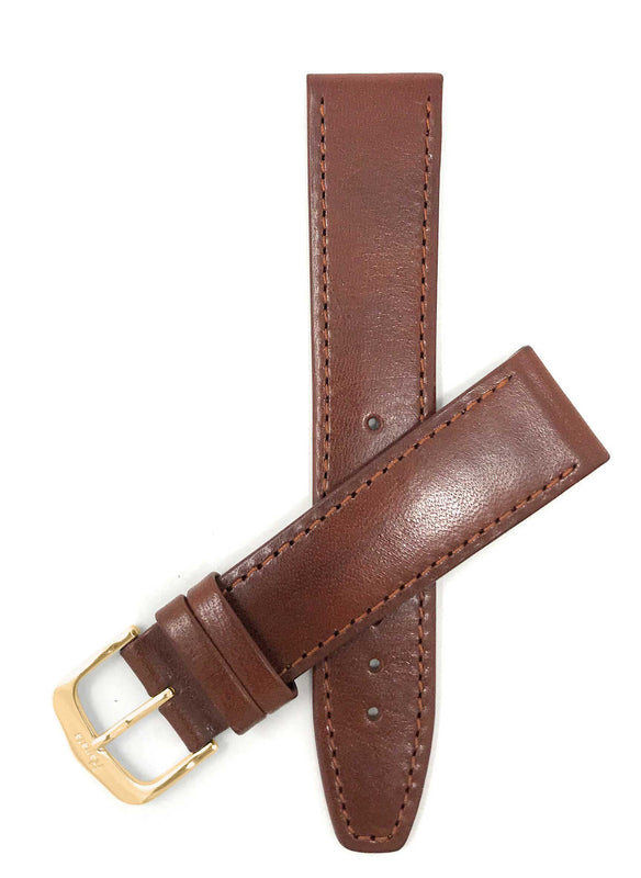 Bandini 18mm Extra long - Tan Italian Leather Watch Band - Classic - Flat 18mm Extra long / Tan / Gold Buckle |  Dial