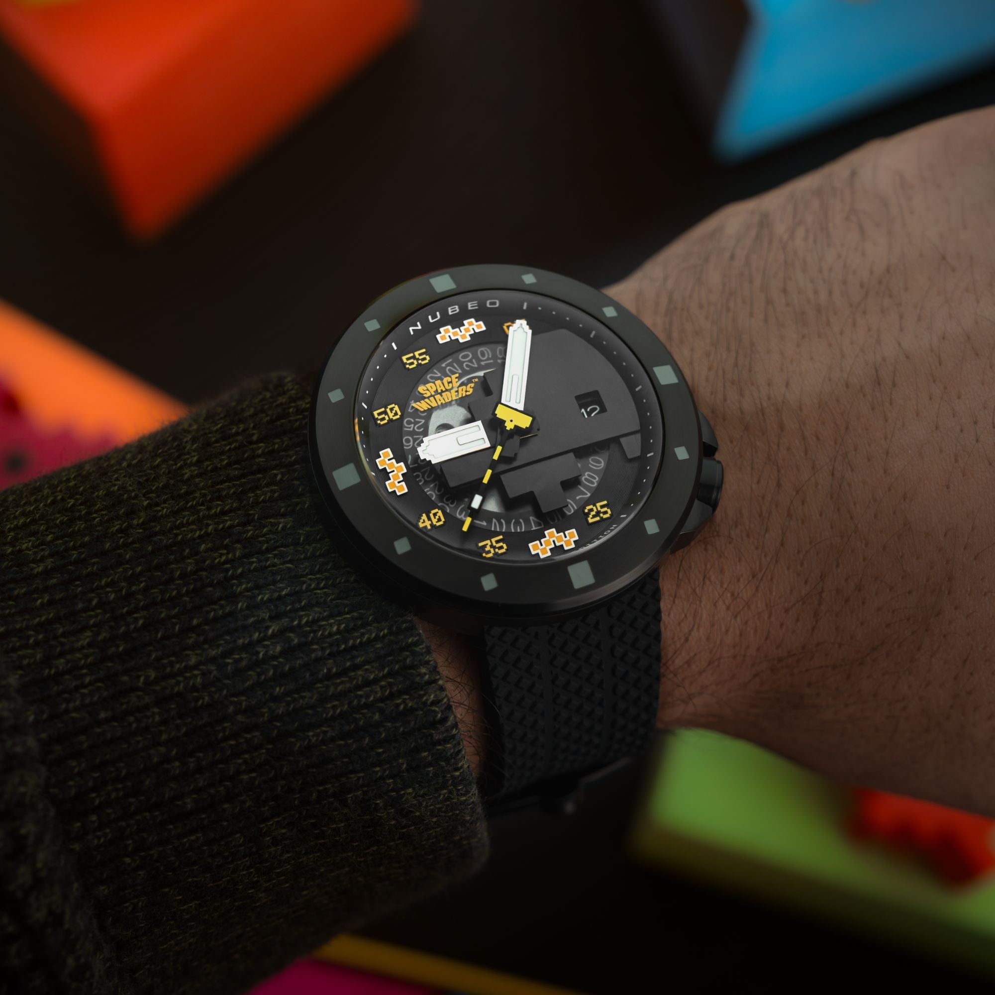 Cassini Automatic Space Invaders Limited Edition Black & Yellow / Black | Black Dial