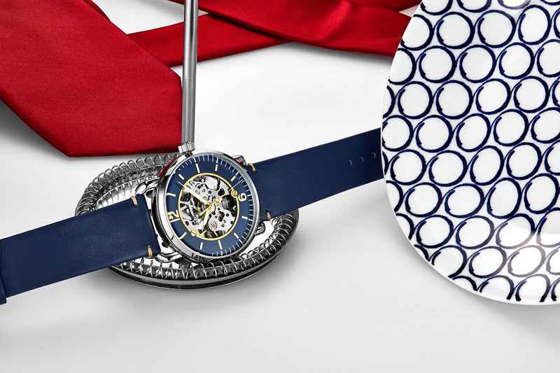 Legacy Blue/Blue/Gold Leather | Skeleton Dial