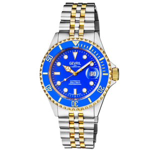 Wall Street Gevril Swiss Made SW200 Steel Rotating bezel Watch, 316L Case, Blue Dial Blue Dial