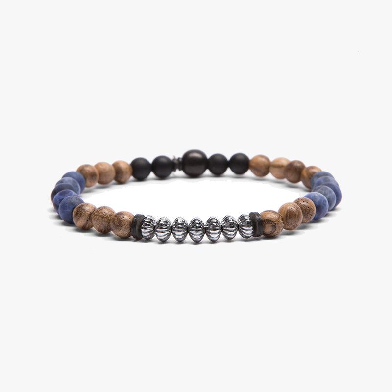 Sandalwood, Sterling, Striped Black Agate M (7.25" Wrist) |  Dial