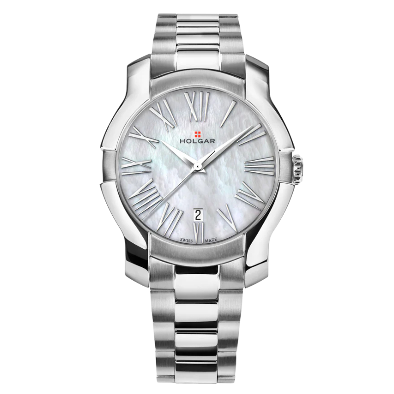 Women's White Mother of Pearl Dial, Stainless Steel Case and Bracelet | Pink Dial