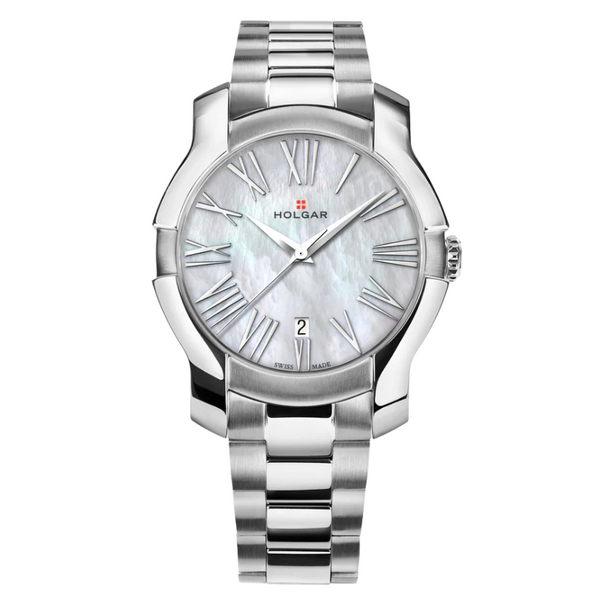 Women's White Mother of Pearl Dial, Stainless Steel Case and Bracelet