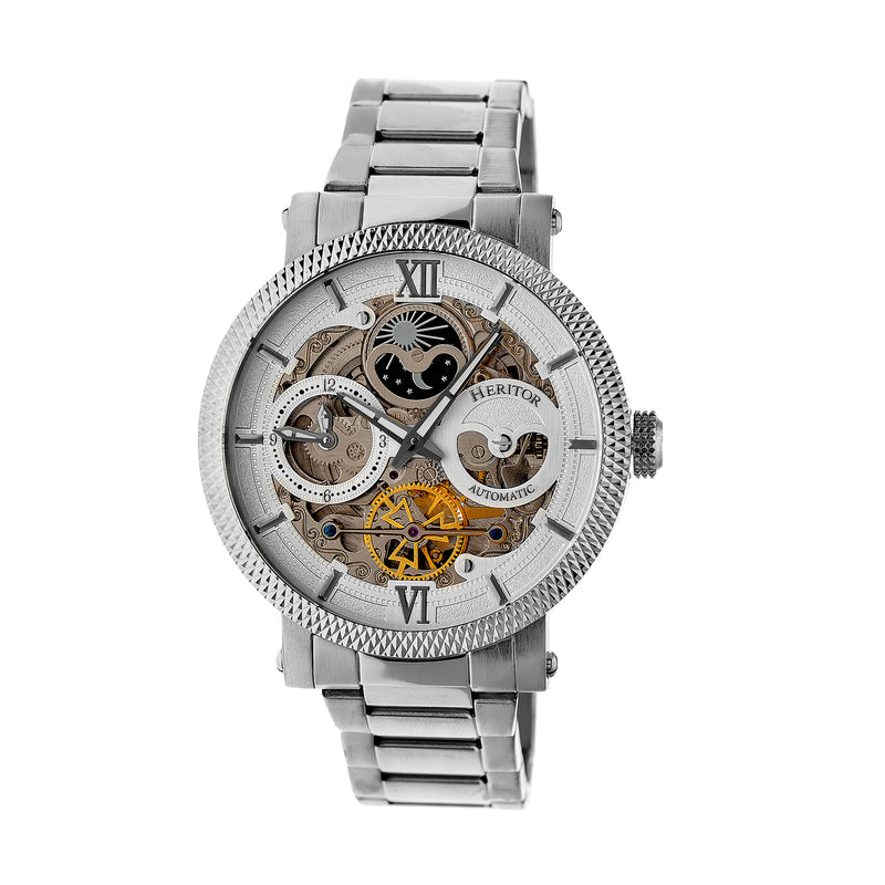 Automatic Aries Skeleton Bracelet Watch Silver/White | Silver Dial