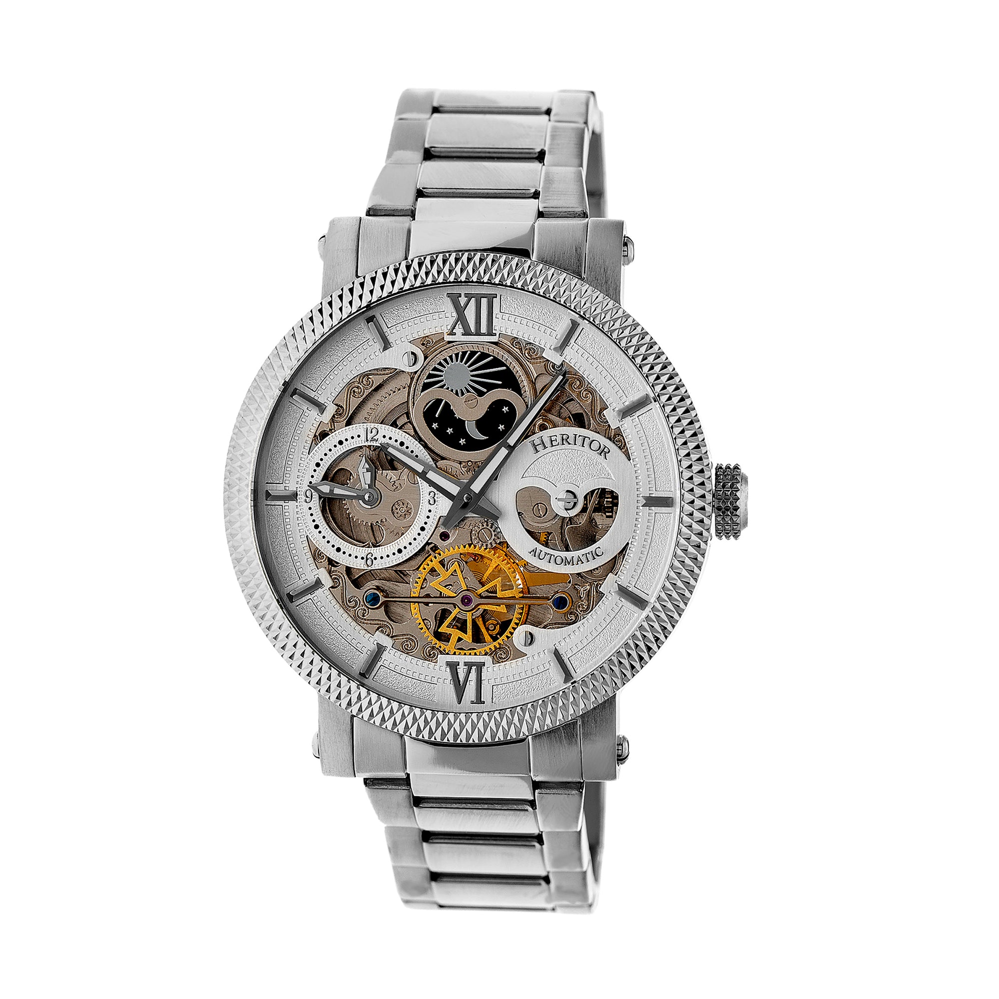 Automatic Aries Skeleton Bracelet Watch Silver/White | Silver Dial
